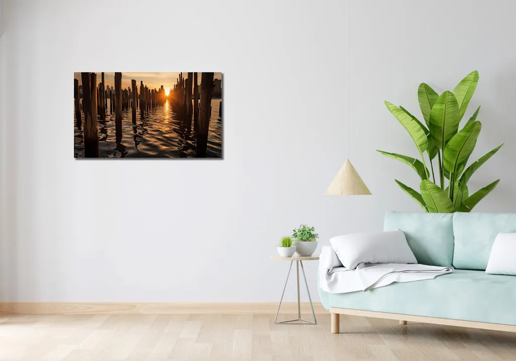 Image 90 x 50 cm Coucher de soleil près des poteaux - Déco Murale