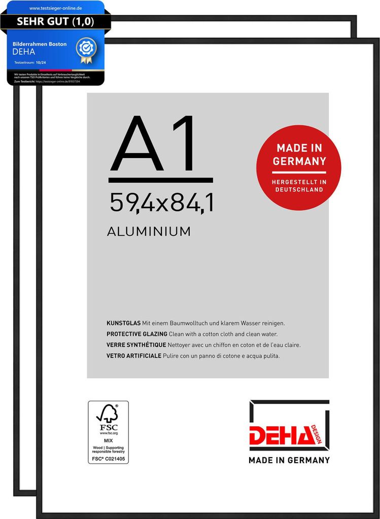 DEHA Design Bilderrahmen Boston (2er Set), A1 59,4x84,1 cm, Produktbild 