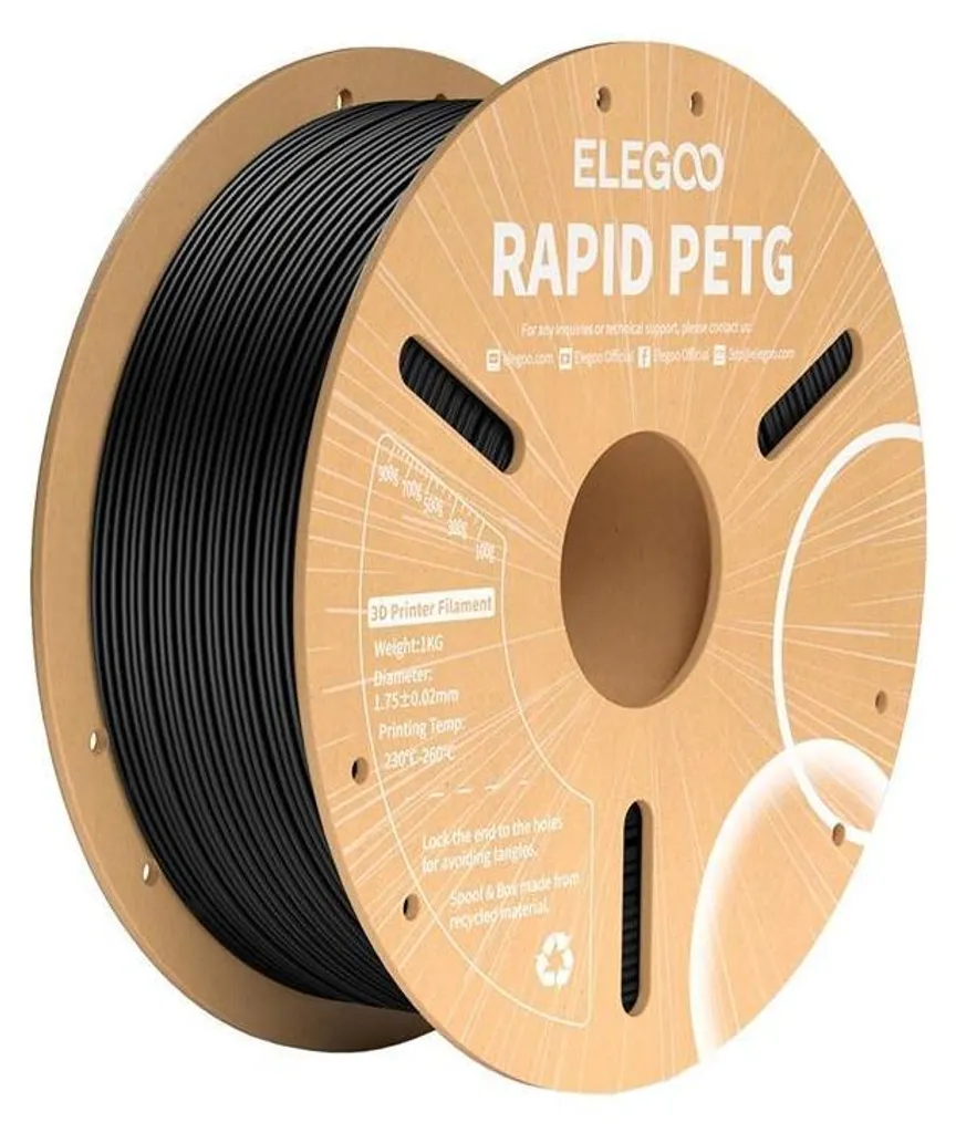 Bobine Filament PETG Noir 1.75mm ELEGOO Rapid pour Impression 3D Durable