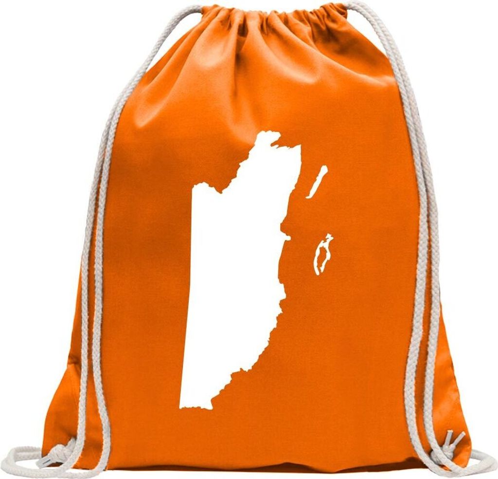 Kiwistar - Turnbeutel - mandarin - Belize Umriss Kontur - Fun Rucksack Sport Beutel Gymsack Baumwolle mit Ziehgurt