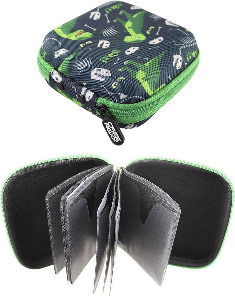 Aufbewahrungstasche passend für Tigermedia Tigercards und Wildcards, Schutztasche zum Transport und Ordnen für bis zu 16 Karten Dinosauriermuster...