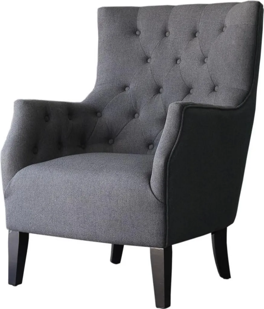 Fauteuil de Salon Scandinave en Tissu Gris Duchesse avec Dossier Haut