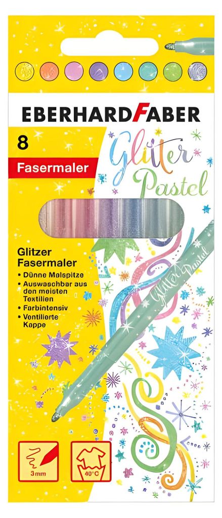 Eberhard Faber Glitter felt-tip pen pastel - 8 Farben - Obrázok produktu 
