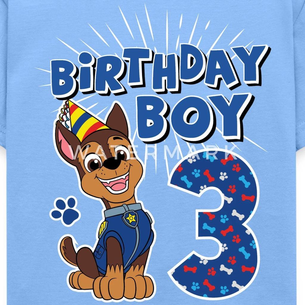 Spreadshirt Paw Patrol Chase 3 Jahre Alt 3. Geburtstag Kinder T-Shirt, 98/104 (3-4 Jahre), Himmelblau