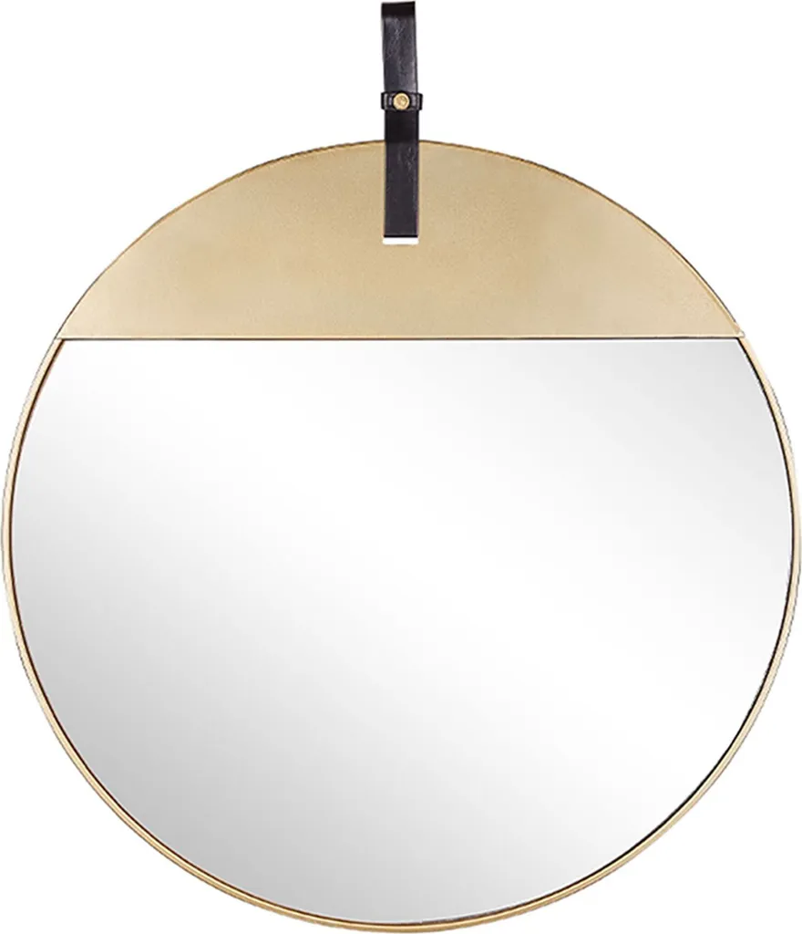 Miroir rond Gurs Lumarko Ø 60 cm en métal or avec courroie élégante