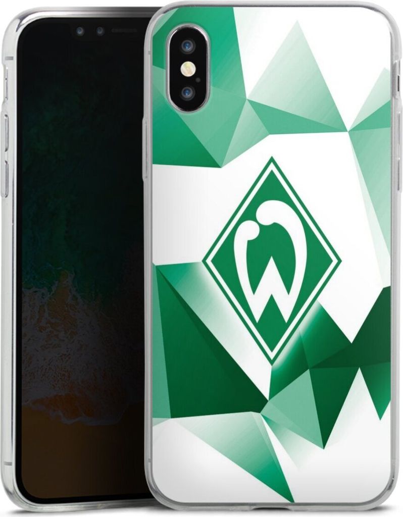 DeinDesign Slim Hülle für Apple iPhone Xs Silikon Case Ultra Dünn Handyhülle Offizielles Lizenzprodukt SV Werder Bremen Tarnmuster