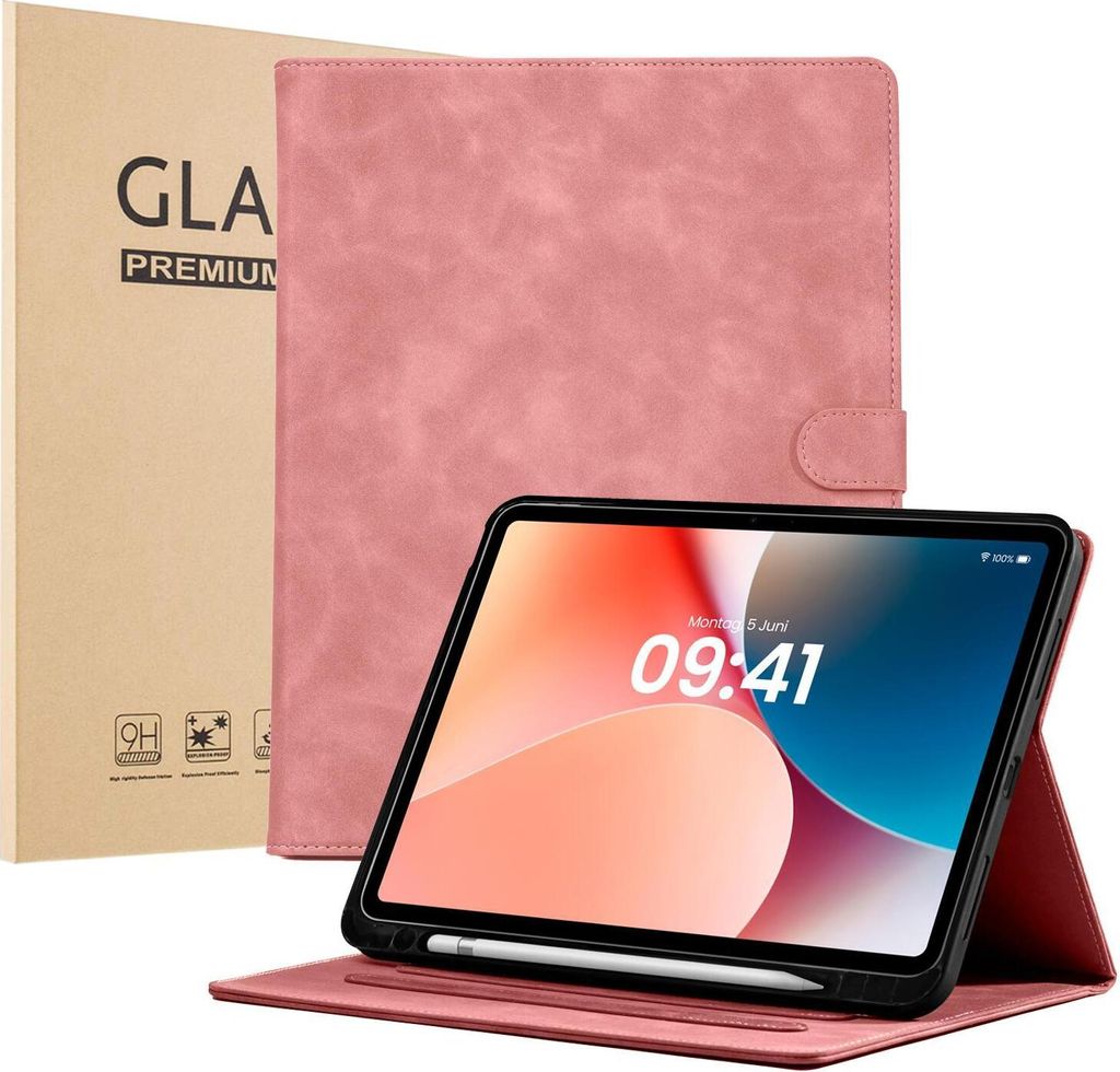 LBH Tablet Schutzhülle + 2x 9H Display Glas für Apple iPad Air 6. Gen 13 Zoll Cover Case Schutz Tablet Farbe: Rosa