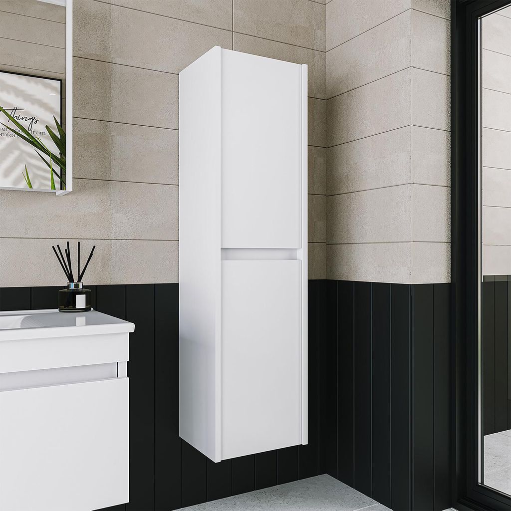 Roomart ATLANTIC-100 Badmöbel - nur Hochschrank - H 115 x B 30 x T 35 cm - Weiß