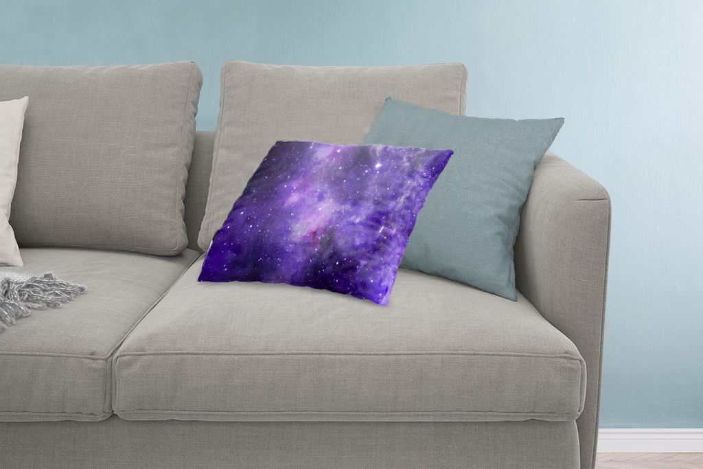 MuchoWow Zierkissen Sofakissen Wohnzimmer Dekokissen 60x40 cm Aquarell - Sterne - Lila - Kopfkissen - Polster mit Foto