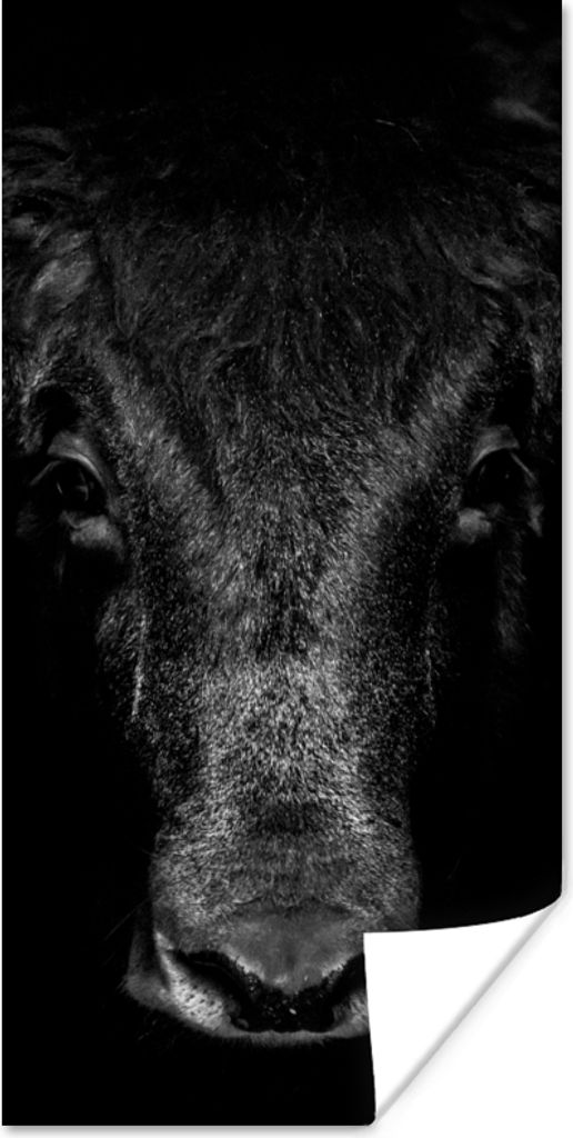 MuchoWow Poster Taurus - Tiere - Schwarz - Weiß 80x160 cm - Kinderzimmer