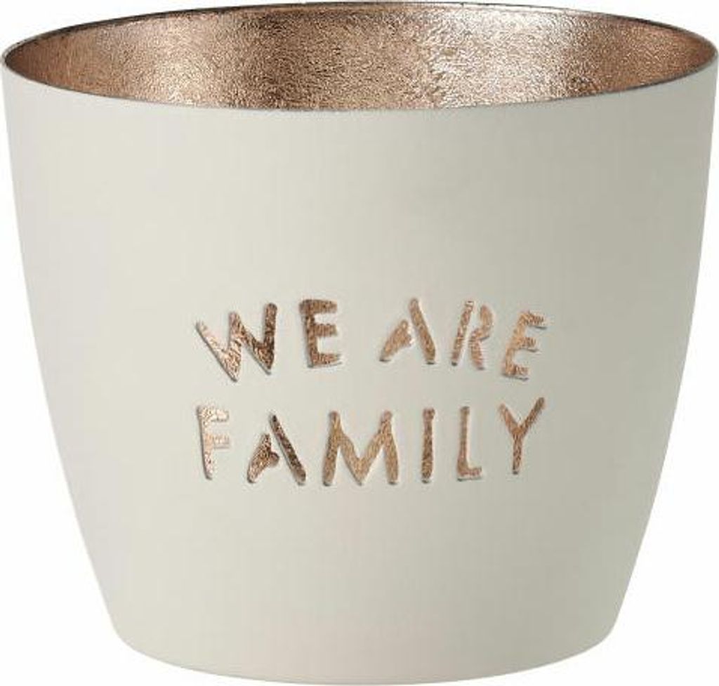 Gift Company Windlicht Madras We are family M, Teelichthalter, Kerzenhalter, Eisen, Weiß, Gold, 8.5 cm, 1063304001