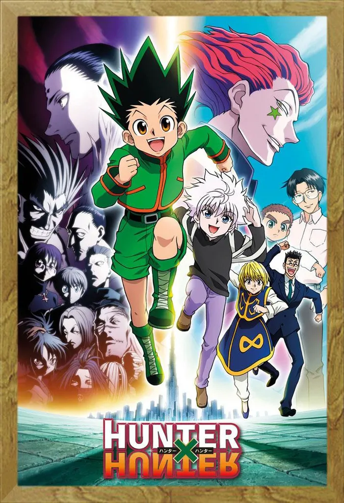 Poster Hunter X Hunter con Cornice Legno Rovere - Regalo Anime Originale