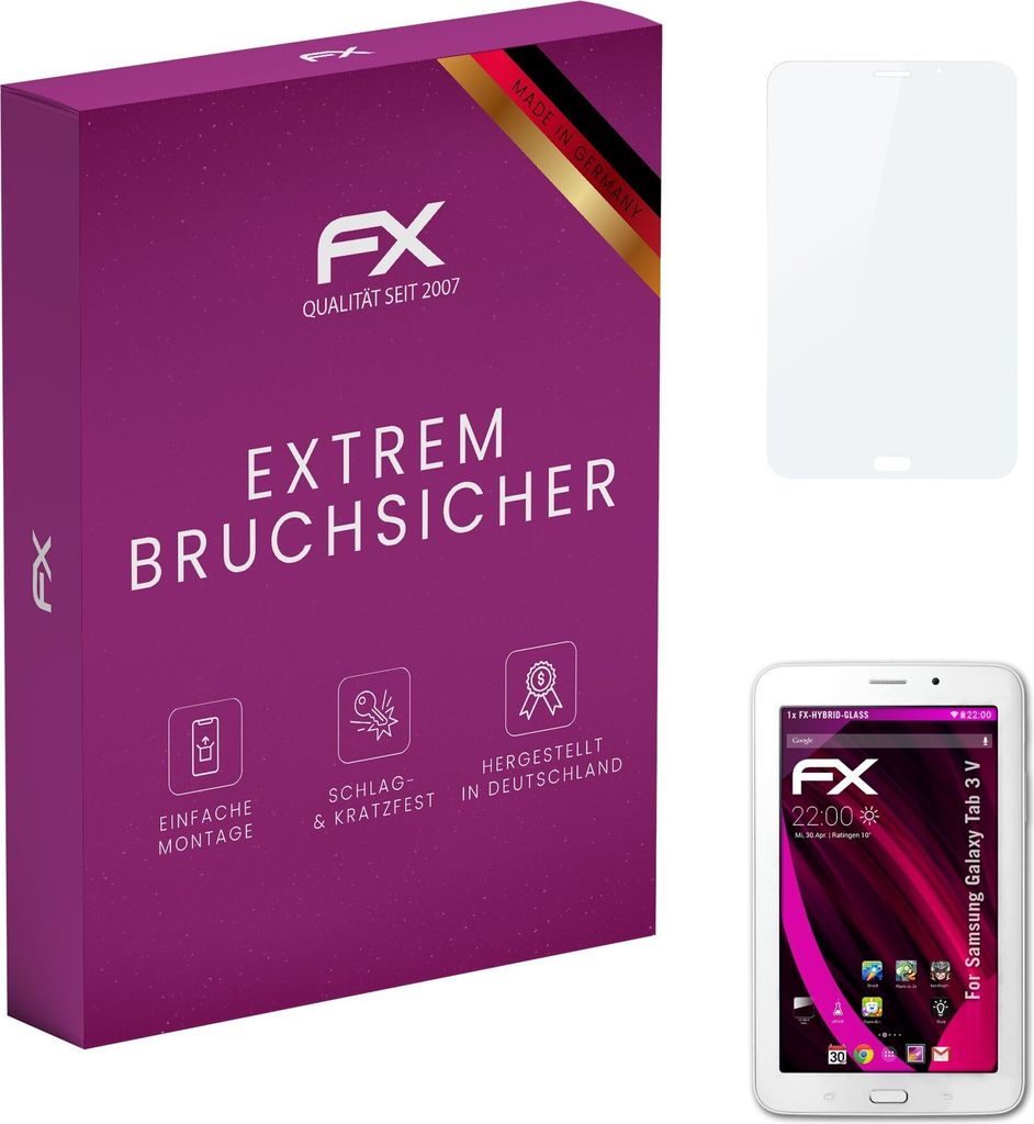 atFoliX FX-Hybrid-Glass Displayfolie kompatibel mit Samsung Galaxy Tab 3 V Glasfolie