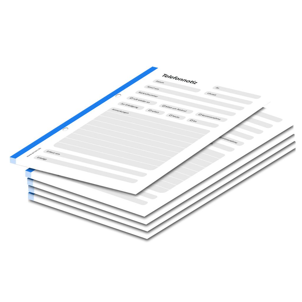 PRICARO Telefonnotizblock, A6 gelocht, blau, 5 Stück