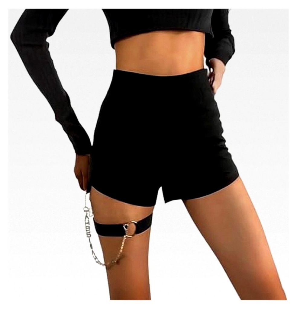 Damen Hotpants Kurze Slim Skinny Radhose High-Waist Stretch Hosen Push-Up Punk Gothic Shorts Hohe Taille Bodycon Bandage Tanz Shorts Radlershorts L...