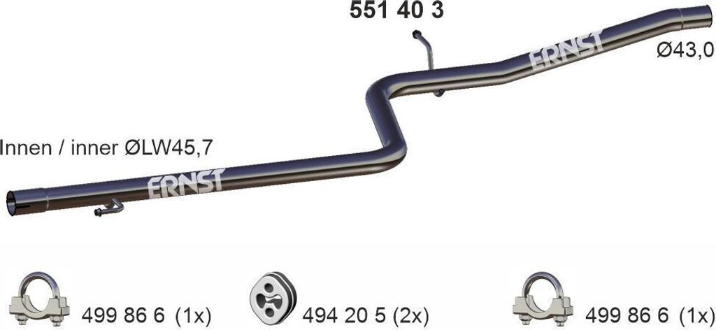 ERNST Abgasrohr Auspuffrohr für FIAT Doblo Cargo (223) 551403