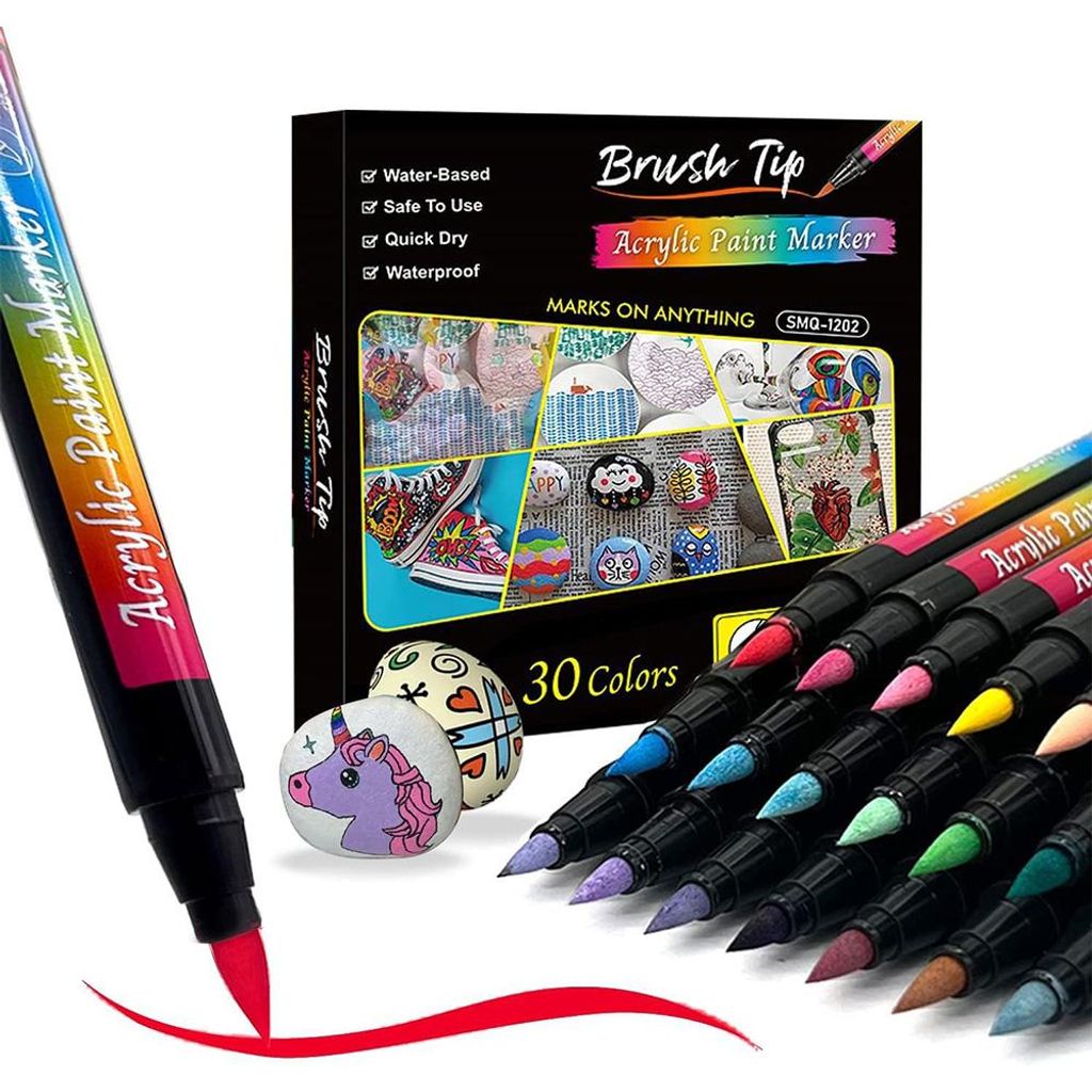 Acrylstifte 30 Farben Marker Stifte Stifte Steine Bemalen Acrylstifte Marker Stifte für Holz Glasmalerei Keramik für Kinder Zeichnen Kartenherste...