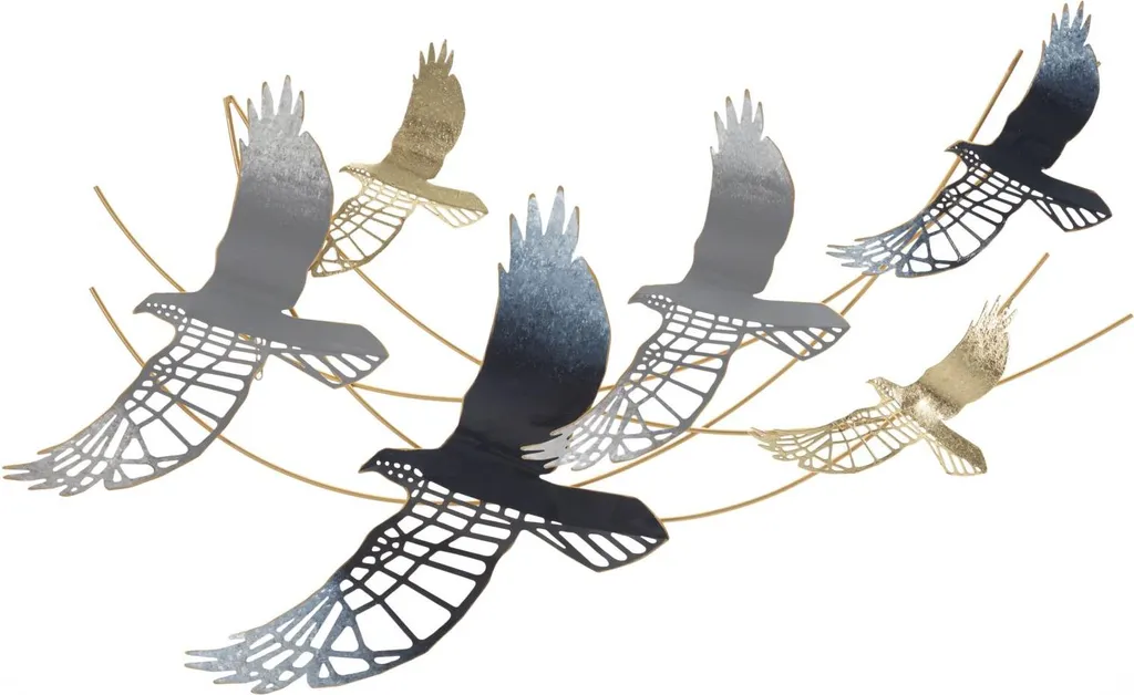 Tableau métal relief oiseaux multicolore 90cm design Mauro Ferretti