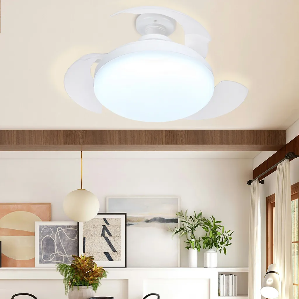 Ventilateur de Plafond E27 avec Éclairage LED et Télécommande - 20cm