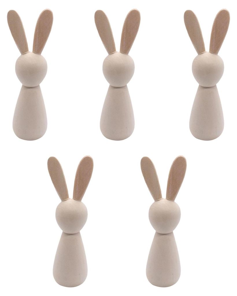 Unfertige Holzhasen-Bastelideen: Mini-Holzhasenfiguren zum Selbermachen, Ostern, leere Hasen-Holzpuppen zum Bemalen, Basteln und Dekorieren.