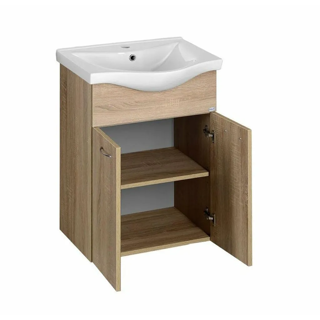 Meuble Lavabo Keramia Fresh 511x740mm Chêne Platine Finition Premium
