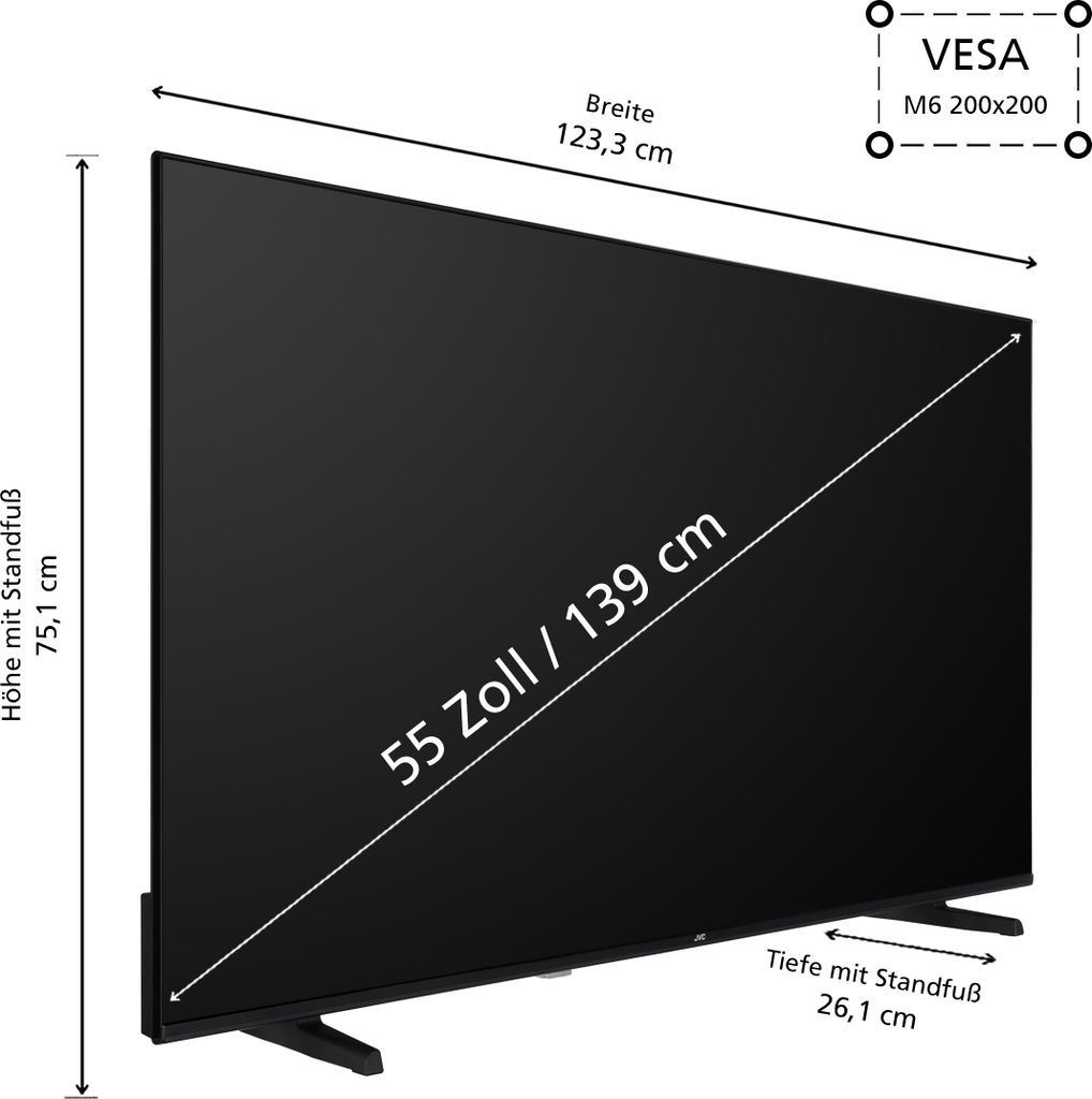 JVC 55 Zoll Fernseher Smart TV (4K UHD, HDR Dolby Vision, Produktbild 3