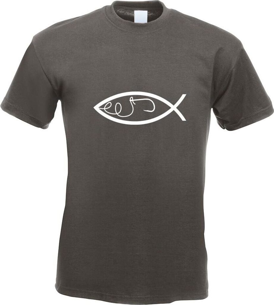 Kiwistar - T-Shirt - Graphit - Angel Fisch Motiv Bedruckt Funshirt Design Print - mit Motiv Bedruckt - Funshirt Design - Sport - Freizeit - Herren - M