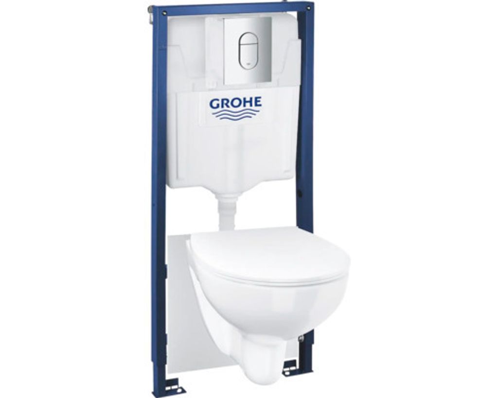 Grohe Solido - Set-Vorwandinstallation, WC Bau Ceramic und SoftClose Sitz, Sail Betätigungsplatte, Cchrom/Weiß