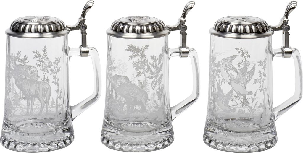 Domex 65862 Bierseidel 'Wild' mit Zinndeckel, 0,5 l, Produktbild 