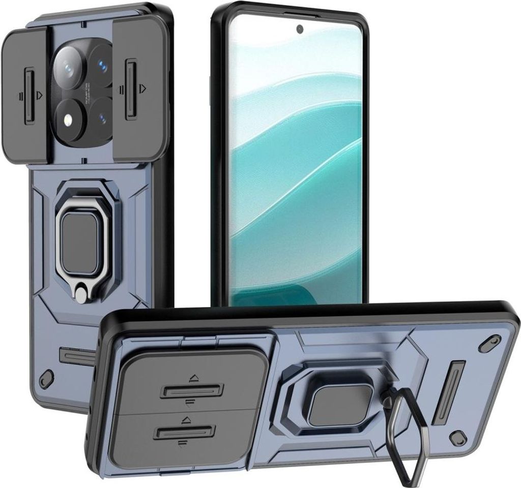 Xiaomi Redmi Note 14 Pro 5G / Poco X7 Hülle - Coverup Ring Ständer Back Cover mit Kamera Schutz - Blau