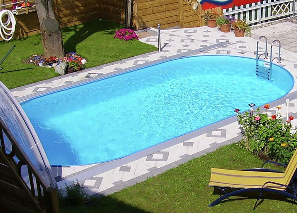 Steinbach Stahlwand Swimming Pool Set "Styria oval" blaue Poolfolie 625 x 360 x 150 cm