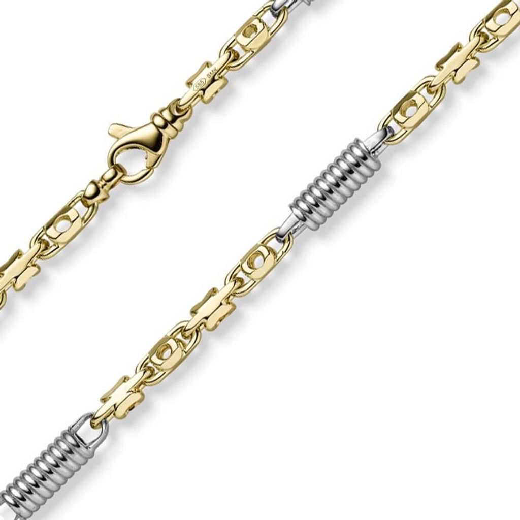 5,5mm Monte Carlo Armband 585 Gold Gelbgold Weißgold massiv bicolor 21cm Herren