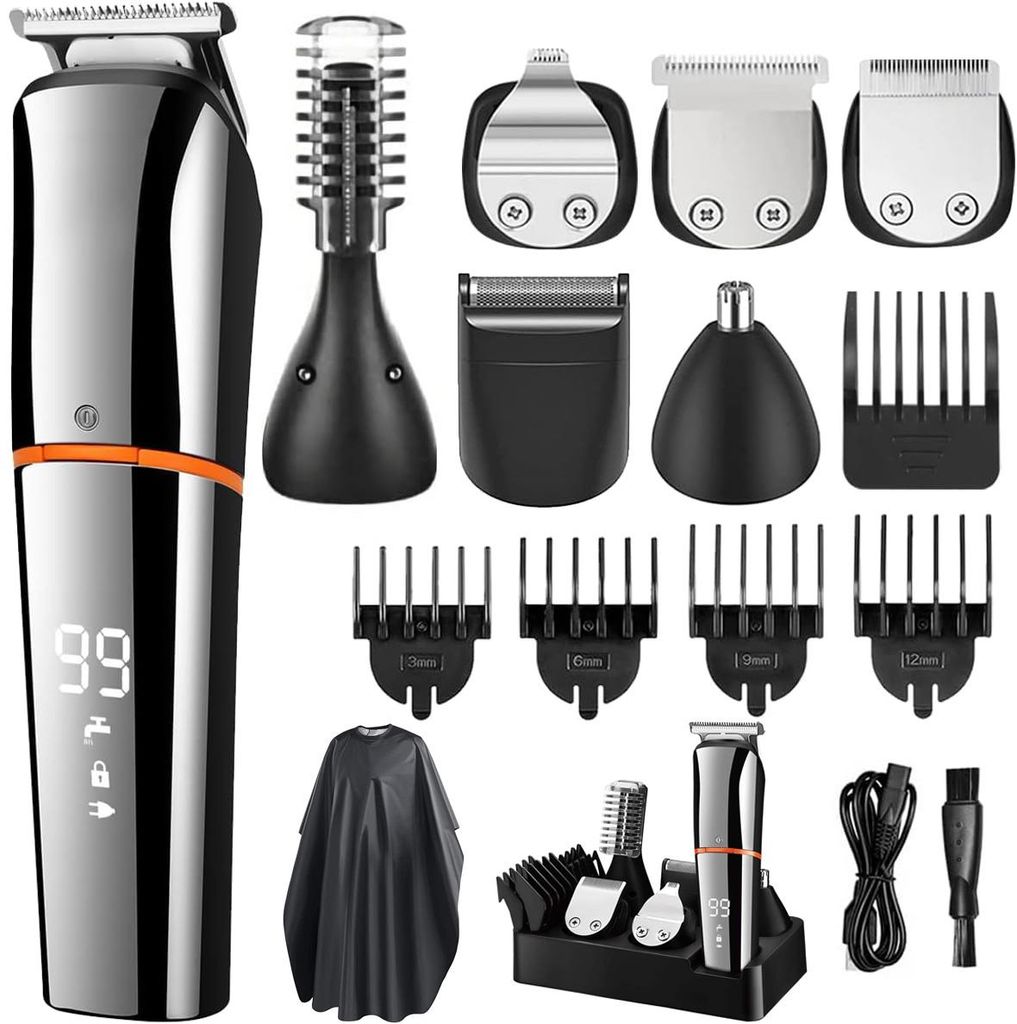 Barttrimmer, 6-in-1 Elektrorasierer, Rasierer, Trimmer, Nasenhaartrimmer, Körperhaartrimmer, Haarschneider, Bartschneider, mit Ersatz-Scherkopf