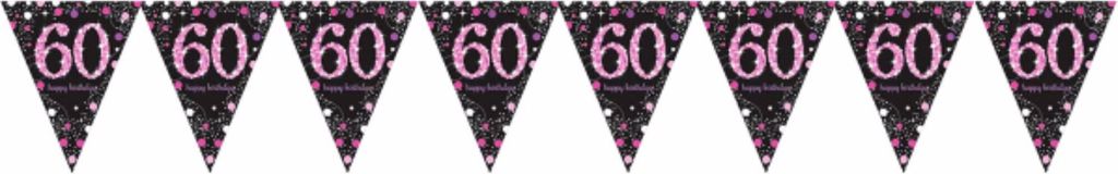 Amscan Glitzer Banner 60th Birthday SG9883 (Einheitsgröße) (Schwarz/Pink)