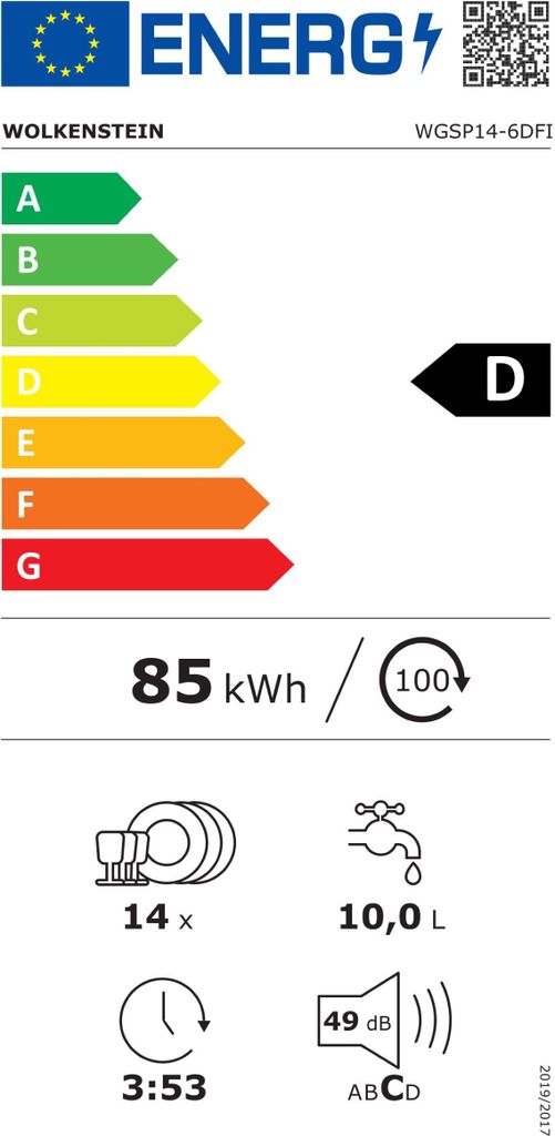 Wolkenstein WGSP14-6DFI Geschirrspüler, vollintegriert 60cm Produktbild 5