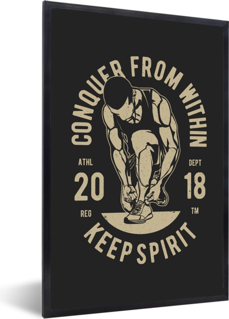 MuchoWow MuchoWow Gerahmtes Poster Sport - Sprichwörter - Vintage 40x60 cm - Poster mit zchwarzem Bilderrahmen - Papierdruck - Wandbilder
