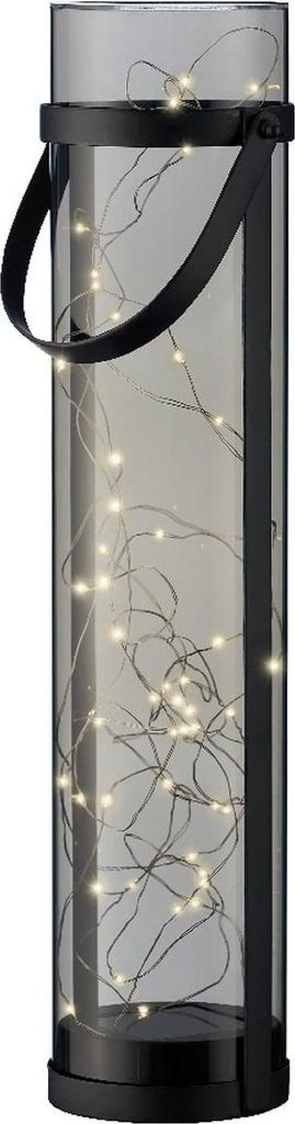 50 LED Solar Laterne Acryl - Zylinder 46 cm hoch Rauchgrau Produktbild 