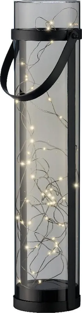 Grande lanterne solaire grise 46 cm avec allumage automatique LED