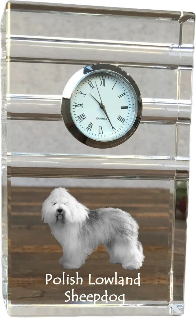 Orologio da Tavolo Pastore Polacco di Pianura in Cristallo Art-Dog