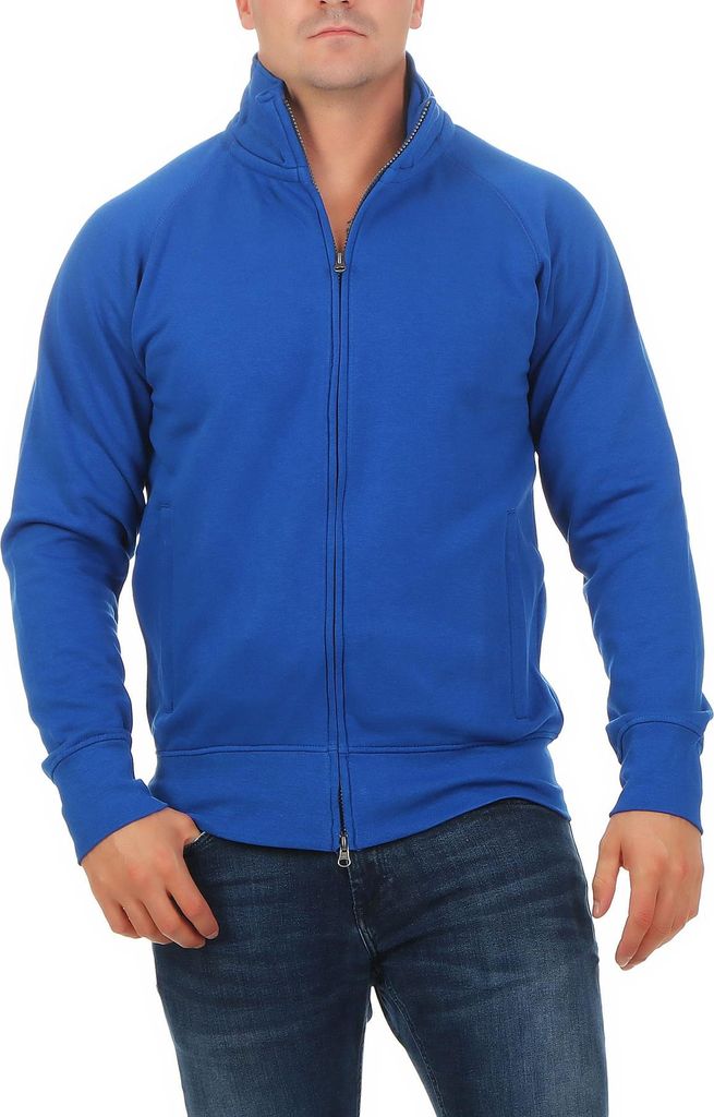 Mivaro Herren Sweatjacke mit Stehkragen aus Baumwolle mit Fleece innen Regular Fit Zwei Wege Reißverschluss Jacke warm bequem für Arbeit Freizeit...