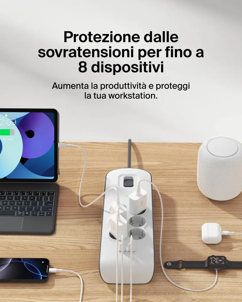 Belkin Multiprise avec Protection Surtension 6 Prises et 2 Ports USB 2m - 6