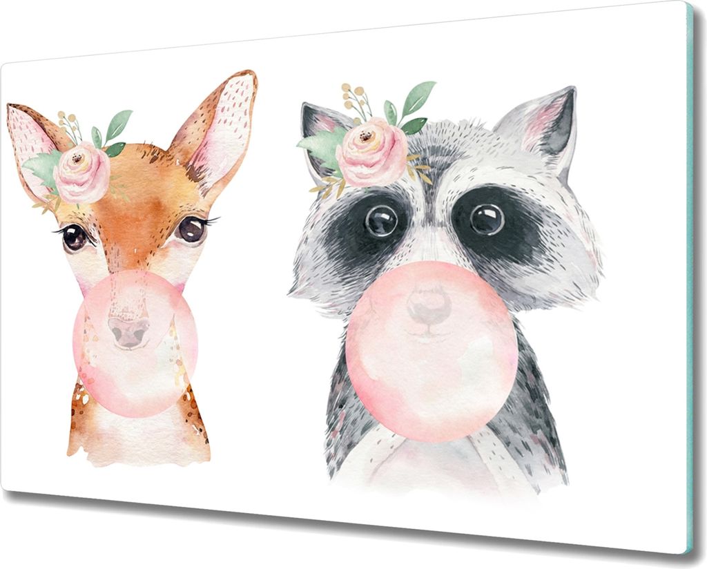 Coloray Herdabdeckplatte 80x52 cm Schneidebrett Kochplattenabdeckung Küchenbrett Hackbrett - Rogen November Waschbär