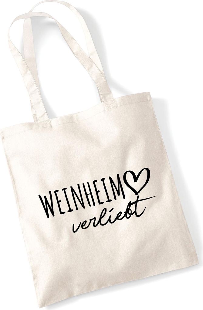 Huuraa Jutebeutel Weinheim verliebt 10 Liter Natural Baumwolle Tasche Geschenkidee