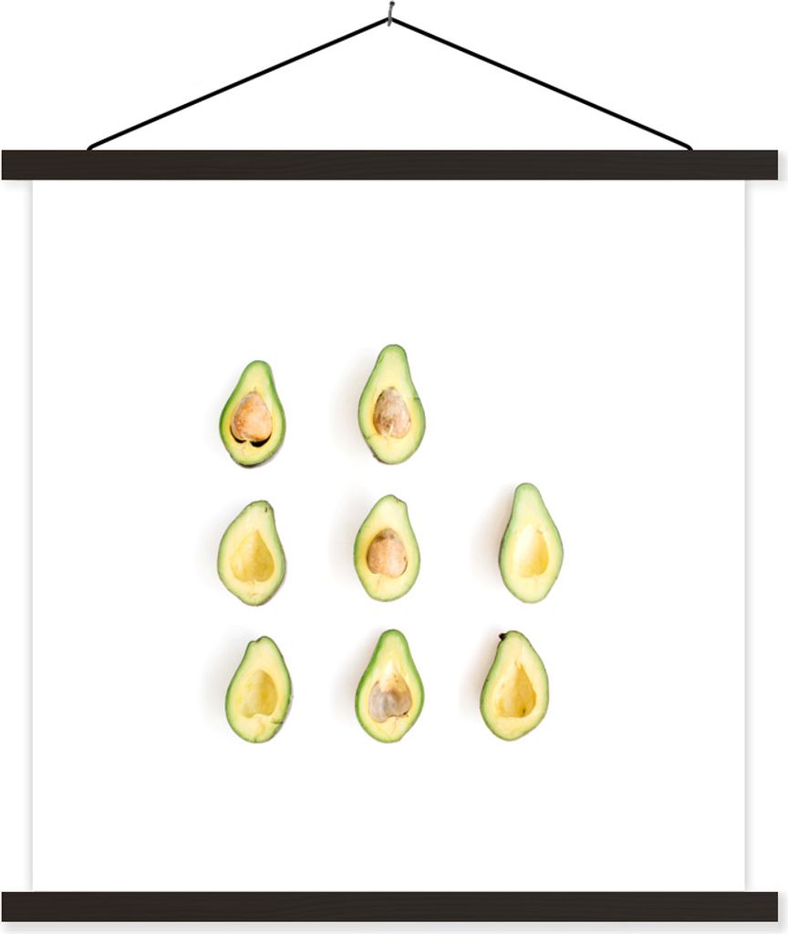 MuchoWow Textilposter Avocado - Obst - Tropisch 120x120 cm mit schwarzem Rahmen - Aufhängungsset