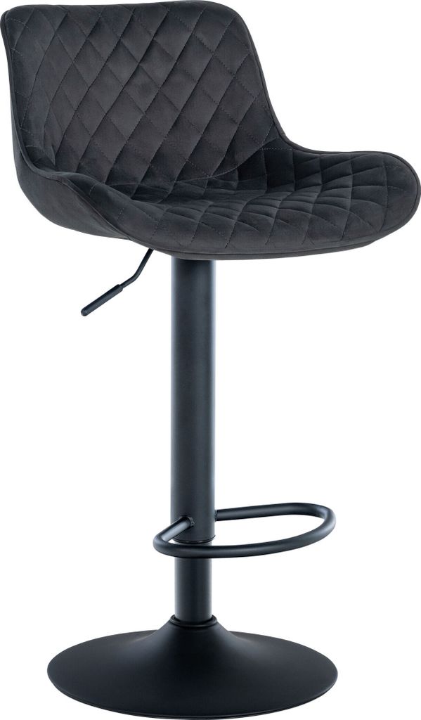 CLP Barhocker Minosa 360 drehbar mit Fußstütze Farbe schwarz Material Samt