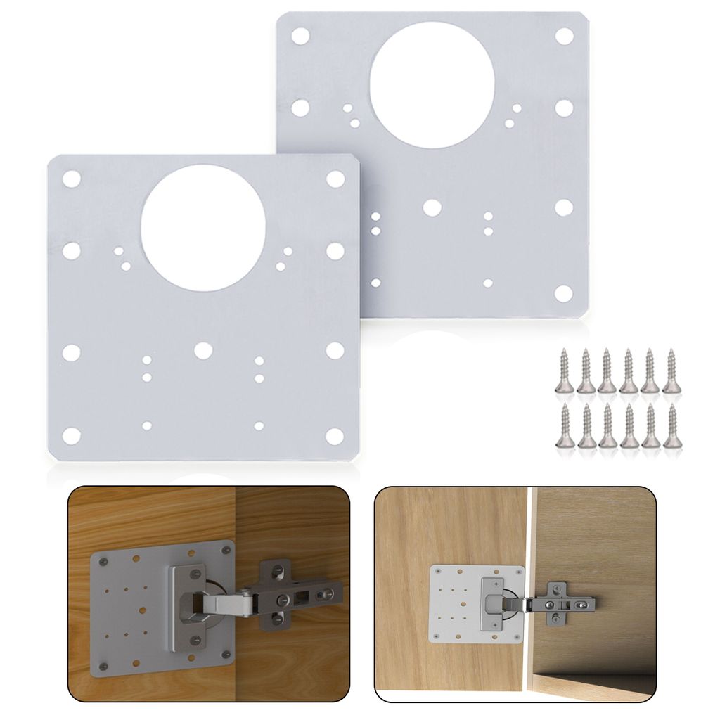 Scharnier 2er Set Reparaturplatte Möbelverbinder Topfbandplatte Schrank Reparaturblech Edelstahl