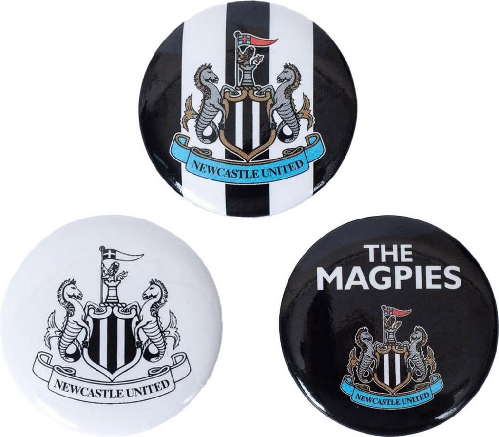 Newcastle United FC - Anstecker-Set (3er-Pack) TA14170 (Einheitsgröße) (Schwarz/Weiß)