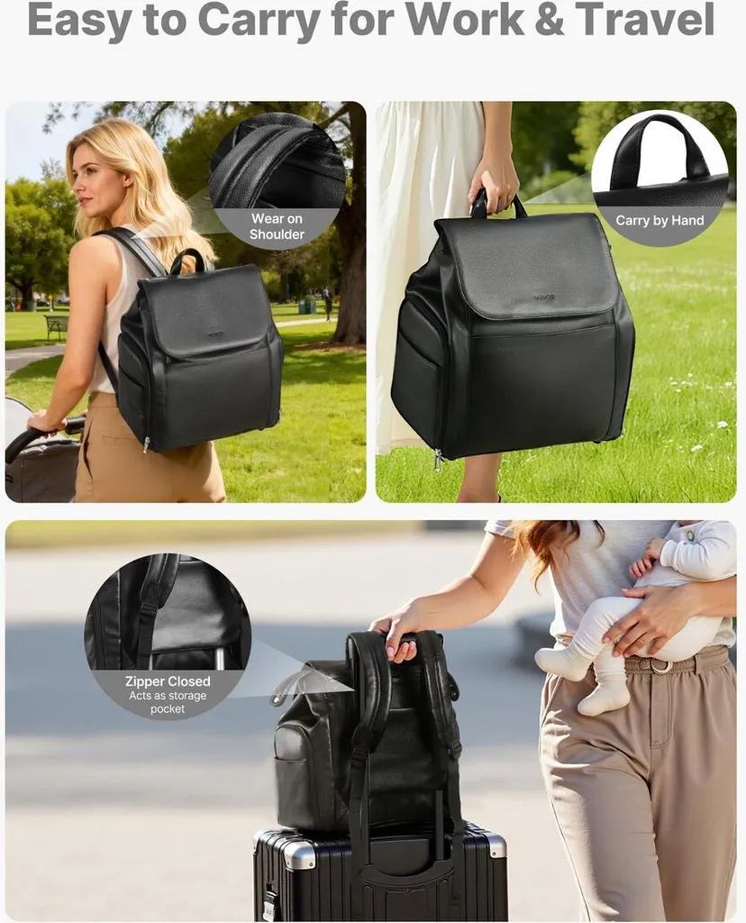 Zaino per tiralatte, borsa per l'allattamento con sacchetto refrigerante, adatto per S1/S2, accessori per il tiralatte e conservazione del latte materno, custodia portatile per il tiralatte per il lavoro, i viaggi e l'uso familiare, nero - 6