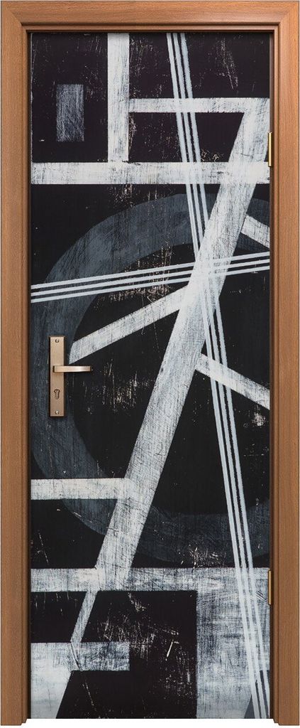 Türposter 70x200 cm Türaufkleber Türtapete Türfolie Klebefolie monochromes Gemälde Weiß auf Schwarz
