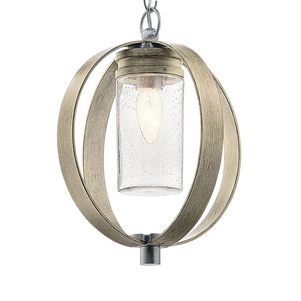Suspension pour pergola et terrasse couverte gris antique Kichler E27